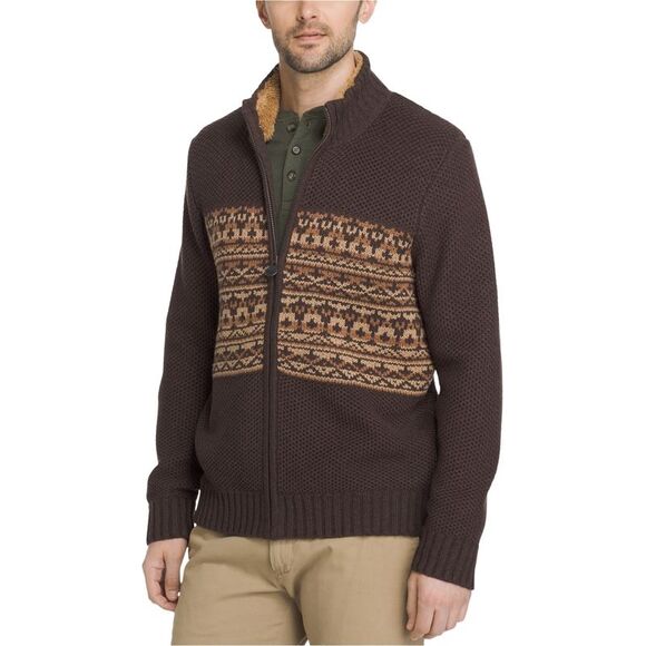 G.H. Bass & Co. Mens Rock Ridge Full-Zip Cardigan Sweater Brown L DM
